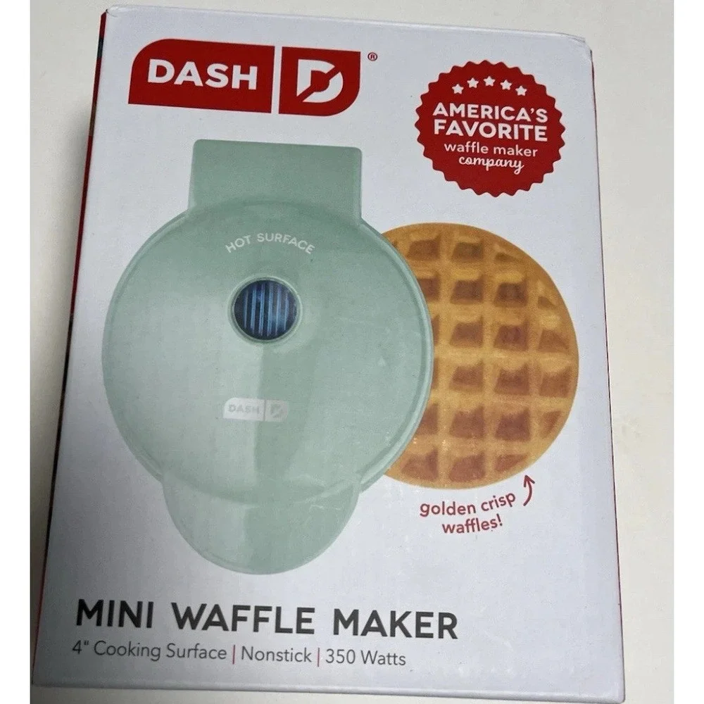 Teal Dash Mini Waffle Maker 4 Inch Non Stick‎ Cooking Surface Brand New In Box